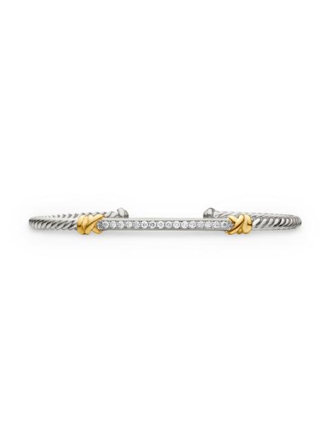 DAVID YURMAN Women's Petite Helena Two Station Wrap Bracelet with 18K Yellow Gold with Pavé Diamonds - Silver