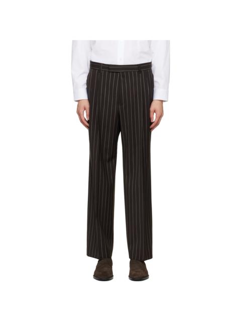 BOSS Brown Relaxed-Fit Virgin Wool Trousers
