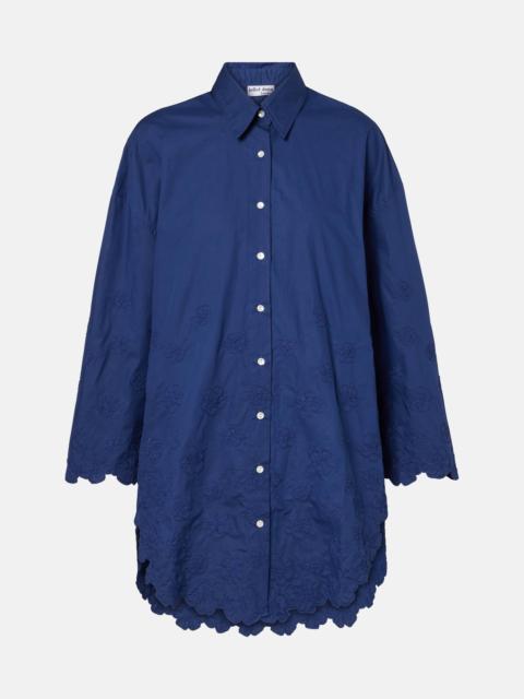 juliet dunn Floral cotton poplin shirt dress