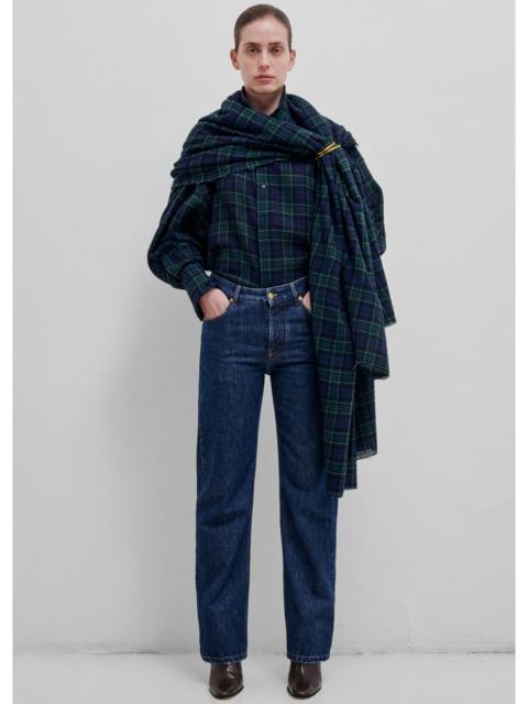 DARKPARK Darkpark Georgia Detachable Scarf Japanese Wool Shirt - Blue/Green/White