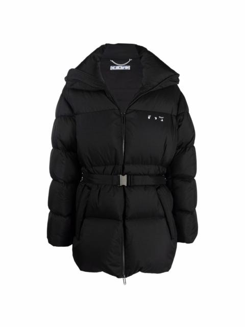Hands Off belted puffer down jacket