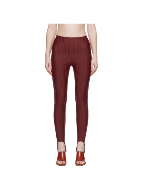 MUGLER SSENSE Exclusive Burgundy Corseted Leggings