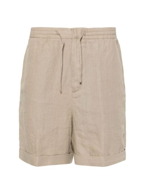 slub-texture linen shorts