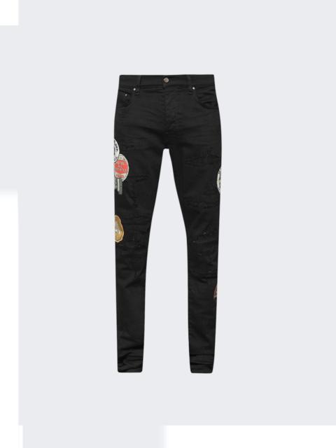 AMIRI 말라 붙은 Appliquéd는 Jeans를 삭제했습니다