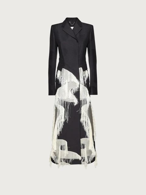 FERRAGAMO DOUBLE BREASTED COAT WITH FRINGE