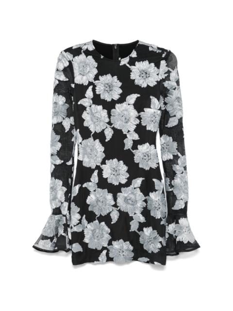 flower mesh mini dress