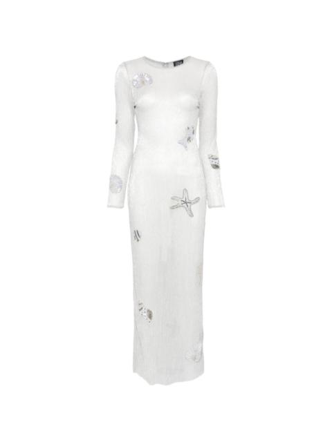 LESLIE AMON Sea shell-patch maxi dress