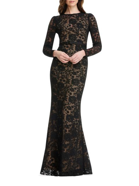 Dress The Population Women's Tamra Floral Lace Mermaid Gown - Black