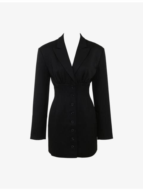House of CB Georgia Oversized-Shoulder Stretch-Woven Blazer Dress