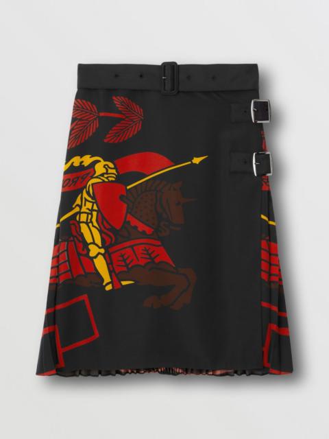 Equestrian Knight Design Print Belted Kilt