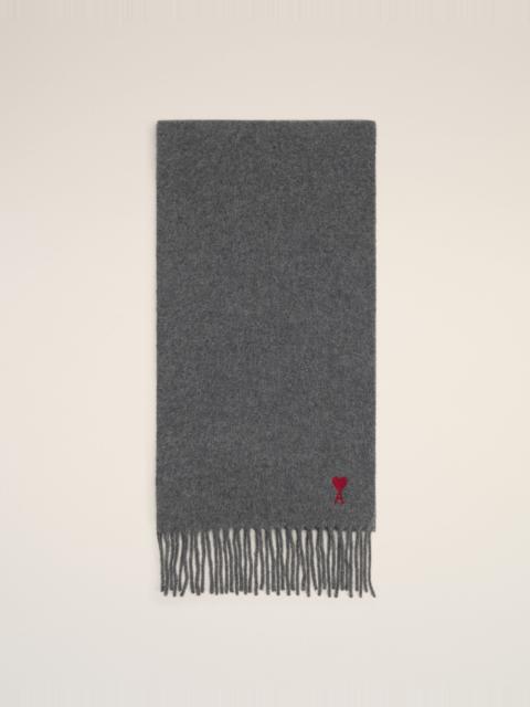 AMI Paris GREY WOOL SCARF WITH AMI DE COEUR