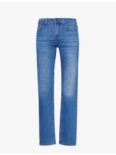 7 For All Mankind Slimmy Luxe straight-leg mid-rise stretch denim-blend jeans