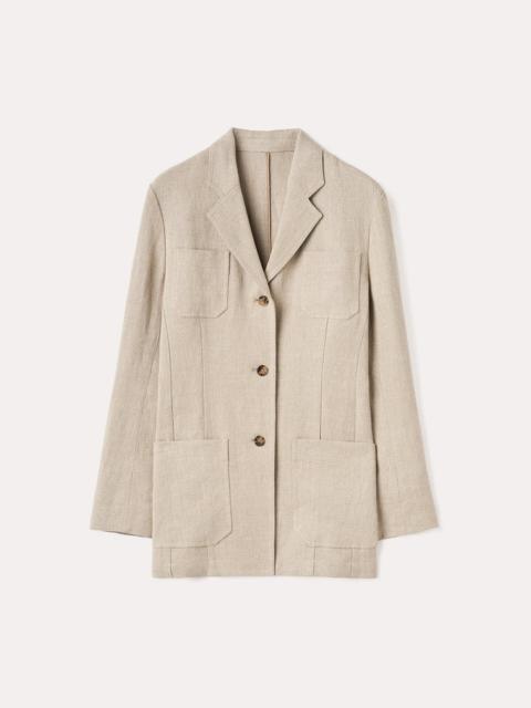 Slim linen blazer wheat mélange