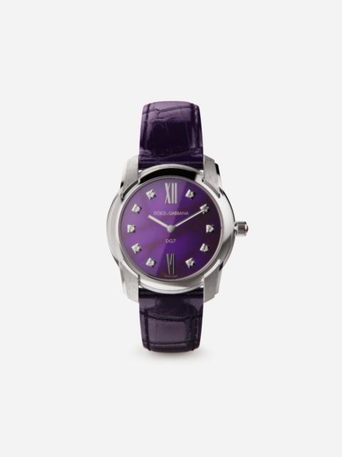 DG7 watch in steel with sugilite and diamonds