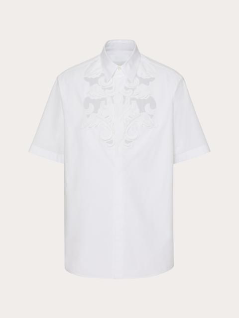 COTTON POPLIN BOWLING SHIRT WITH HIGH RELIEF EMBROIDERY