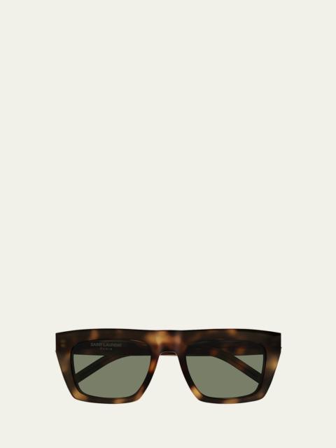 YSL Acetate Flat-Top Rectangle Sunglasses