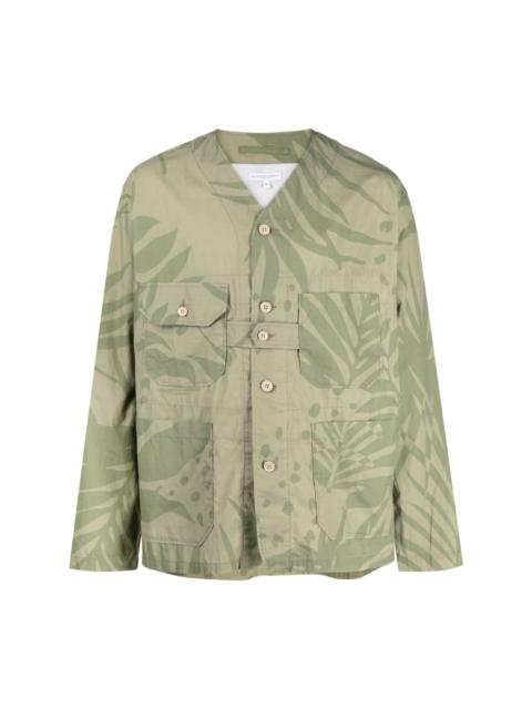 leaf-print shirt jacket