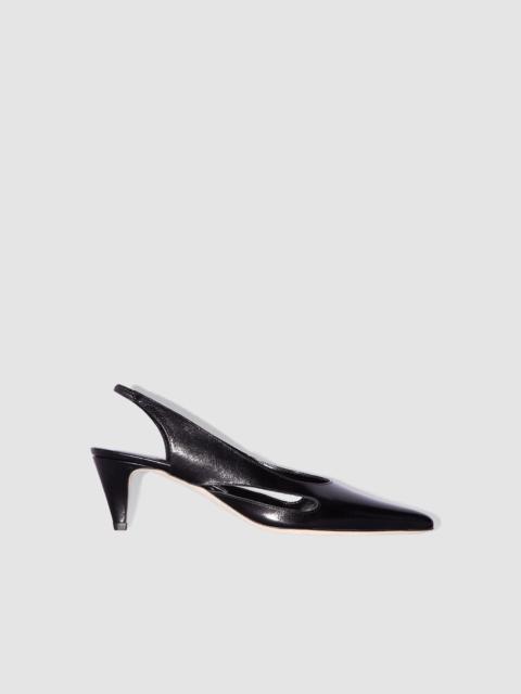 BY FAR Runa Black Creased Calf Leather Slingback Pump