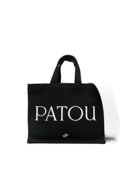 logo-embroidered canvas tote bag