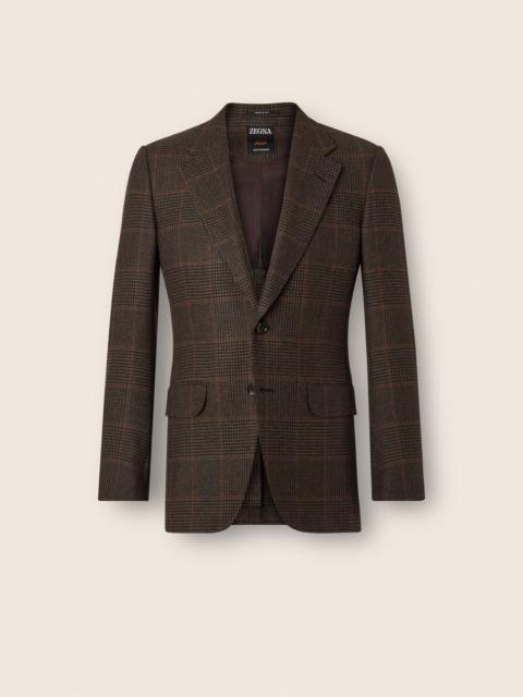 ZEGNA DARK OLIVE GREEN AND BLACK OASI CASHMERE JACKET