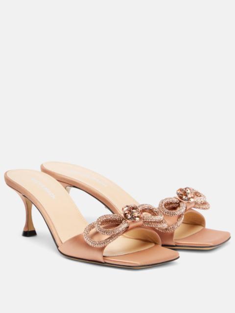 MACH & MACH Double Bow embellished satin 65 mules