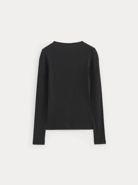 EVERLANE THE LUXE RIB FUNNEL-NECK TEE