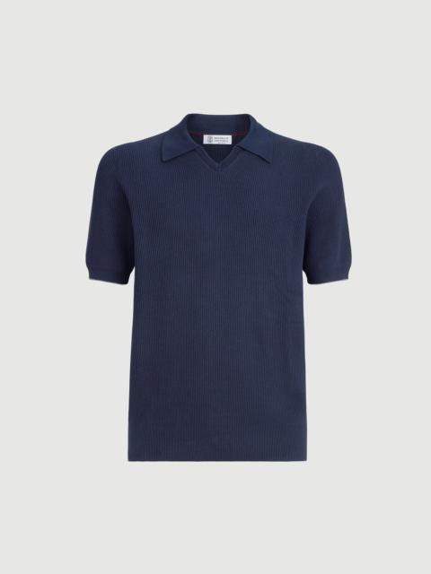 Brunello Cucinelli Cotton English rib knit polo