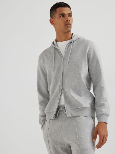 Brunello Cucinelli Cotton, cashmere and silk French terry double cloth hooded sweatshirt with zipper
