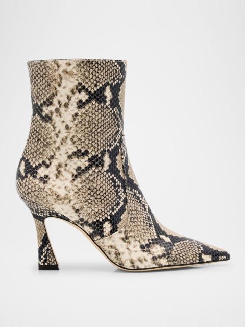 Stuart Weitzman Vinnie Snake-Printed Leather Booties