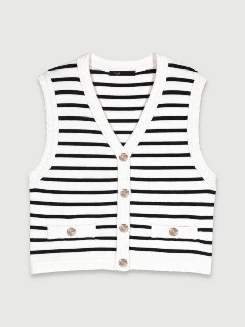 Sleeveless striped cardigan