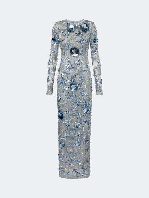 RACHEL GILBERT Pierre embellished floral-appliqué gown