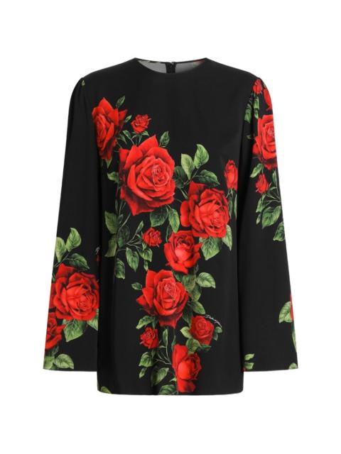 Dolce & Gabbana rose-print charmeuse blouse