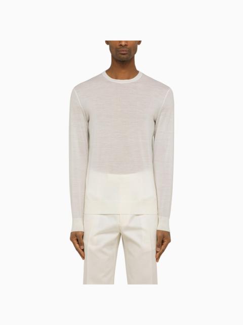 White wool long-sleeved jumper