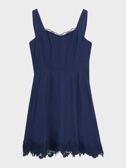 GENERATION LOVE Ive Lace-Trim Linen Mini Dress