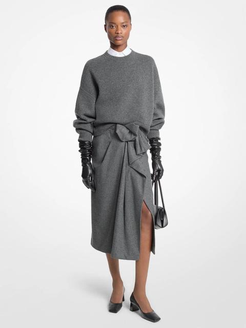 MICHAEL KORS COLLECTION Wool Flannel Origami Slit Skirt