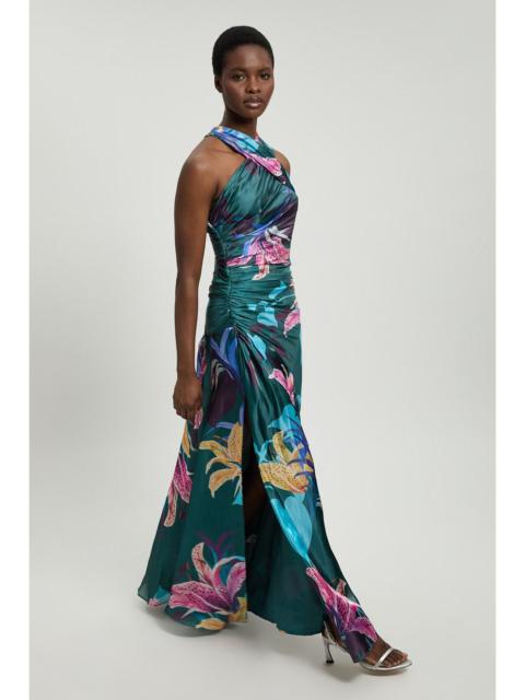 KAREN MILLEN Printed Metallic Floral Woven Maxi Dress