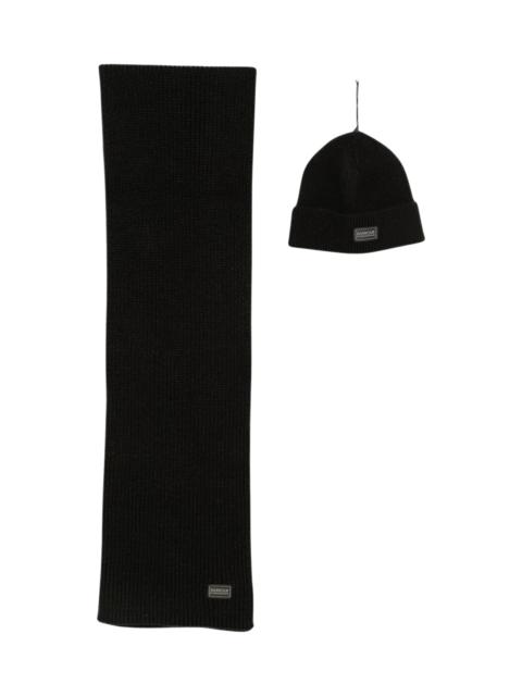 Barbour Sweeper Legacy logo-patch scarf and beanie hat set
