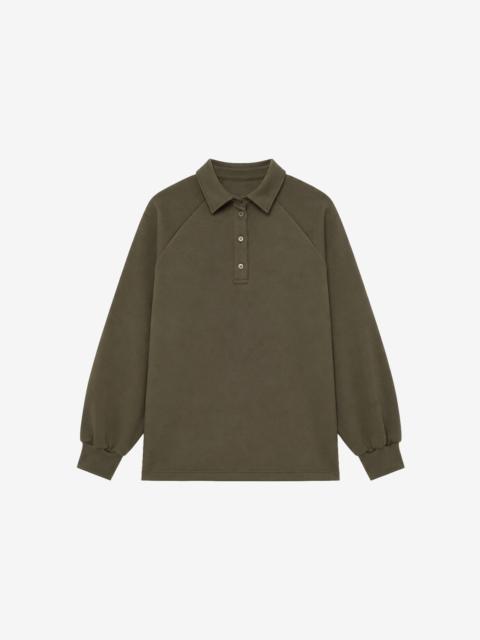 The Frankie Shop Naen Neoprene Polo Top - Dark Olive