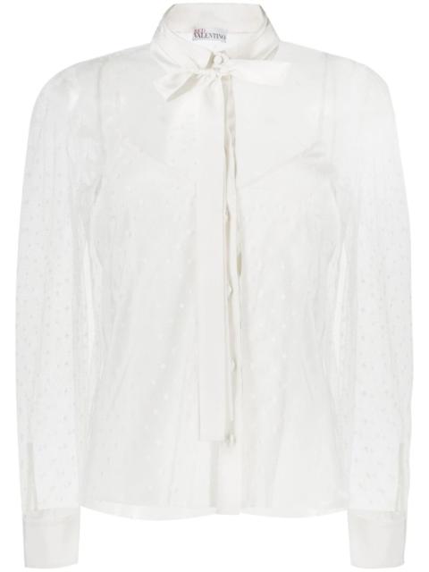 point d'esprit long-sleeved blouse