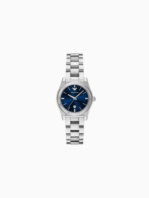 EMPORIO ARMANI THREE-HAND STAINLESS STEEL WATCH