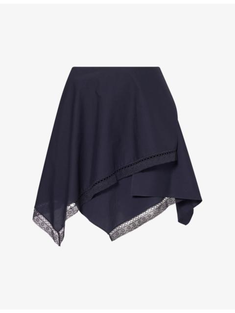 JW Anderson Handkerchief Lace-Trim Cotton Mini Skirt
