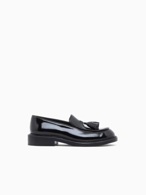 EMPORIO ARMANI SHINY LEATHER LOAFERS WITH TASSELS SIGNATURE CAPSULE