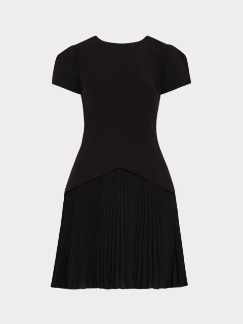 MILLY Haddy Pleated Short Sleeve Mini Dress