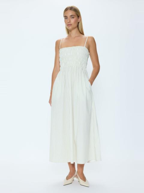 PISTOLA BIANCA SHIRRED BODICE DRESS - SAGE EGRET STRIPE