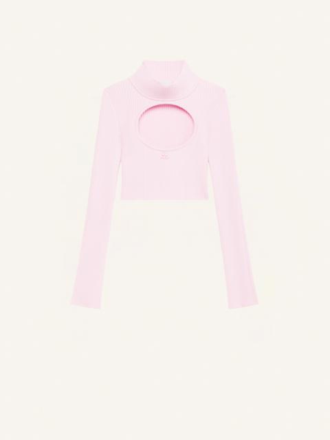 courrèges CROPPED SWEATER CIRCLE MOCKNECK RIB KNIT