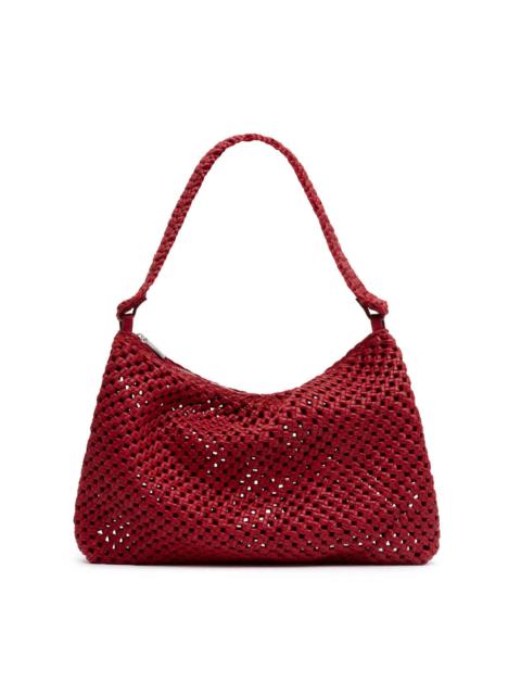 ST. AGNI Macrame Leather Shoulder Bag red