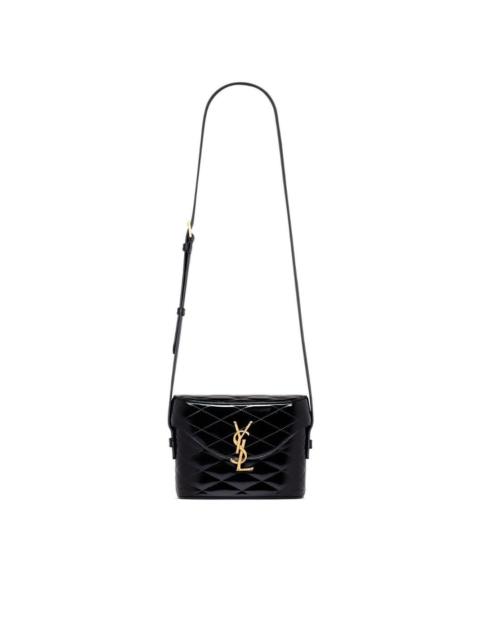 quilted patent-leather bucket bag