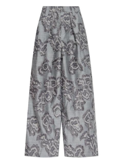 GANNI frayed floral palazzo pants