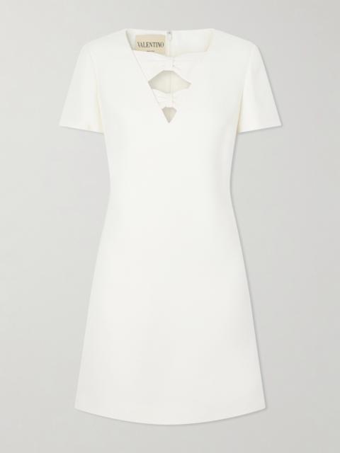 Valentino Bow-detailed Wool And Silk-blend Crepe Mini Dress