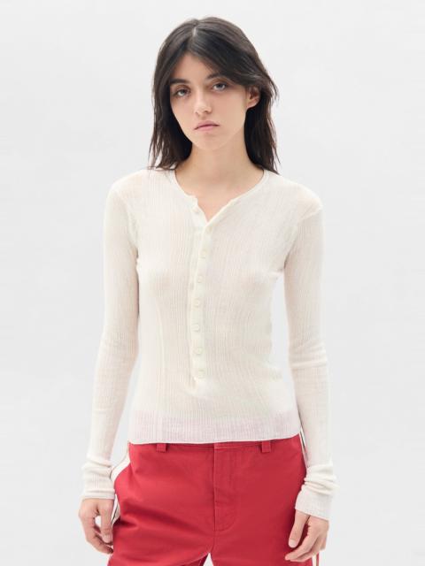 Ann Demeulemeester Miep Creponette Rib Fitted Serafino Knit Top